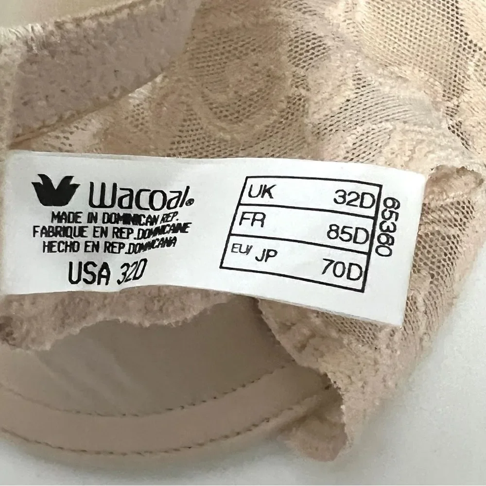Wacoal Reverie Seamless Contour Bra 32D Underwire Lace Tan 65360 Like New